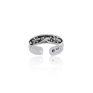 Sea turtles paddling on their way through the waves ~ Sterling Silver Toe Ring TR608 - Jewelry